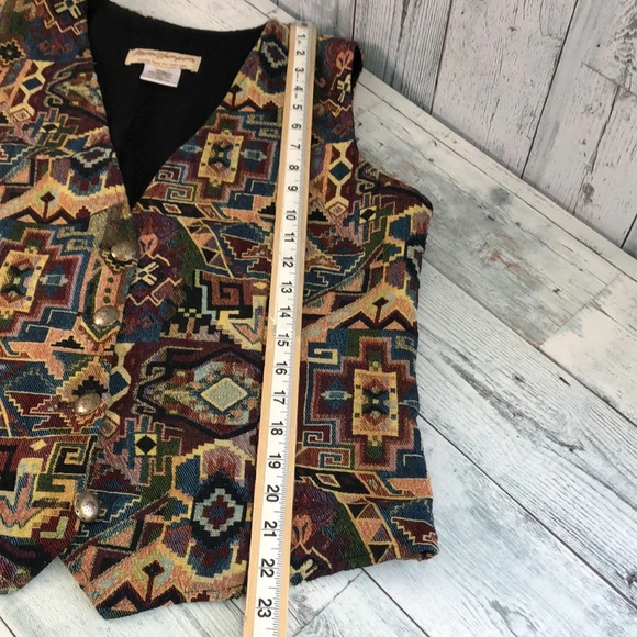 Vintage Norm Thompson Aztec Tapestry Vest Large - Picture 8 of 9